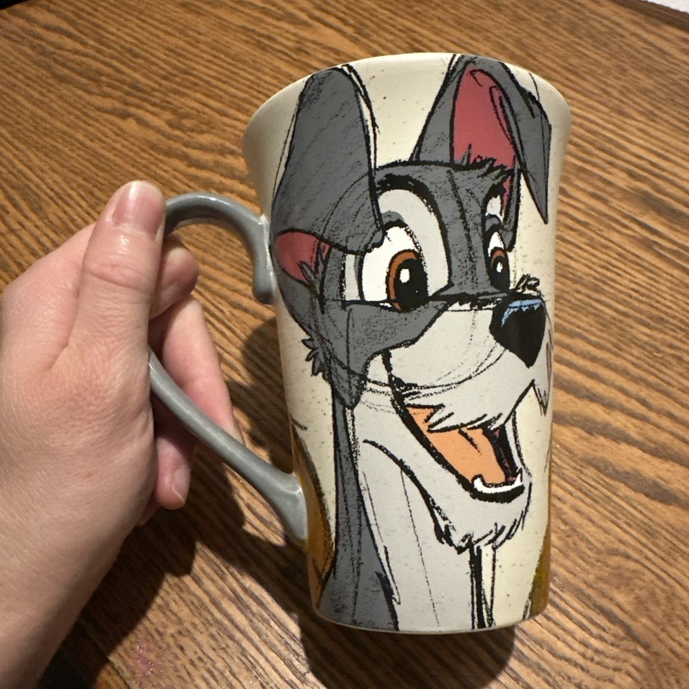 Disney Tall Coffee Mug Lady And Trump Collectible 5 1/2 In